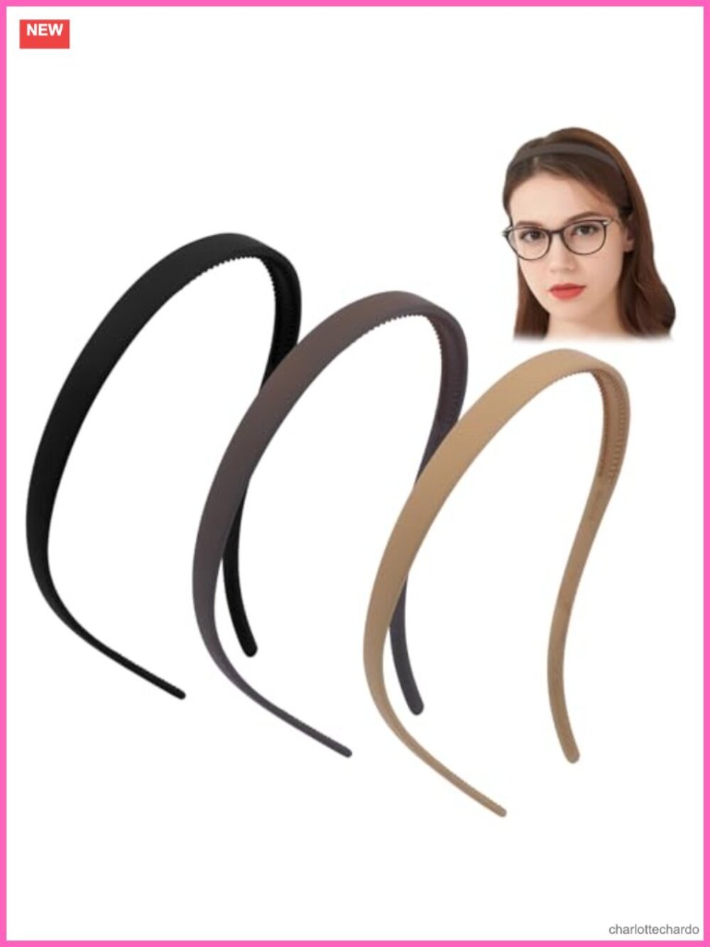 Flex No Pressure Headbands for Glasses Wearers Non Slip Plastic Hair Bands